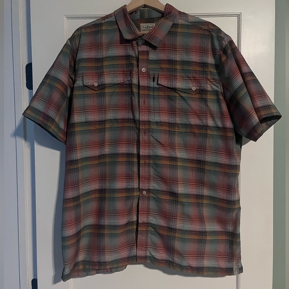 LL Bean plaid button down shirt, size XL